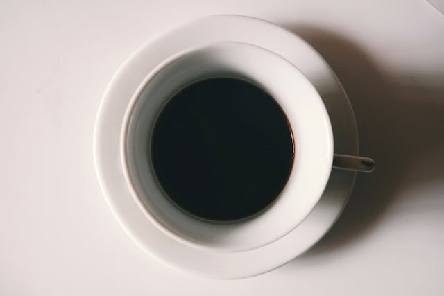 a cup of black coffee viewed from the top